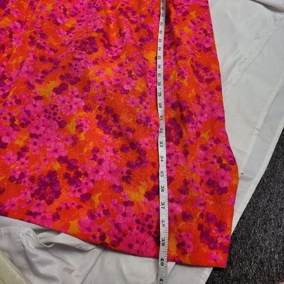 VINTAGE 70s handmade neon floral Hawaiian pleated‎ maxi skirt M - Picture 12 of 12